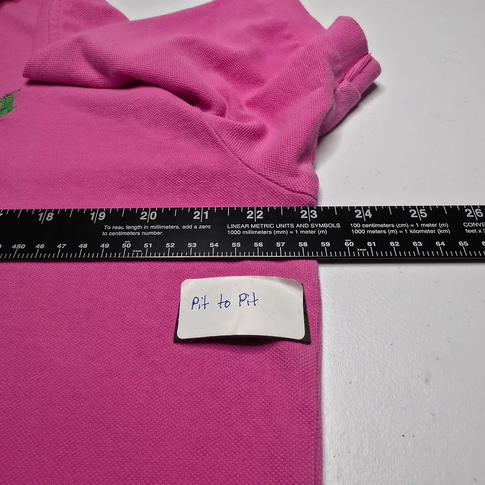 Polo By Ralph Lauren Polo Shirt Mens L Pink Green Pony Logo Short Sleeve Classic